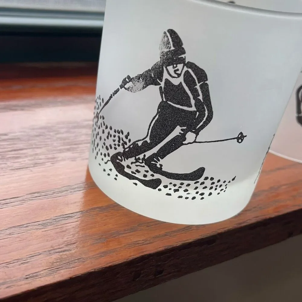 Vintage Morgan frosted skier rocks glasses raised décor Midcentury.